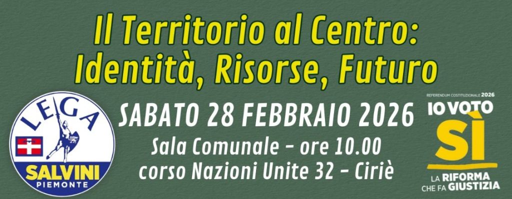 A Ciriè il Territorio al Centro: evento dedicato a autonomia, montagna e&nbsp;referendum
